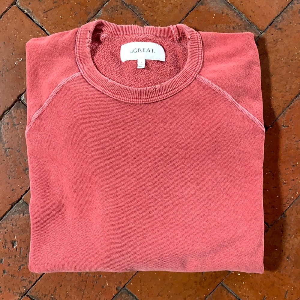 The Great college sweatshirt cardinal 1 S faded red cotton cozy pullover VGUC